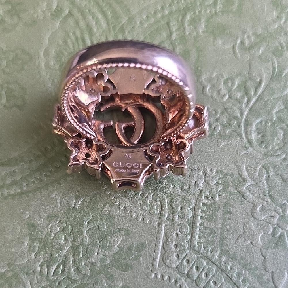Gucci Gold GG Crystal Floral Brooch in Iridescent Multi - Picture 3 of 7